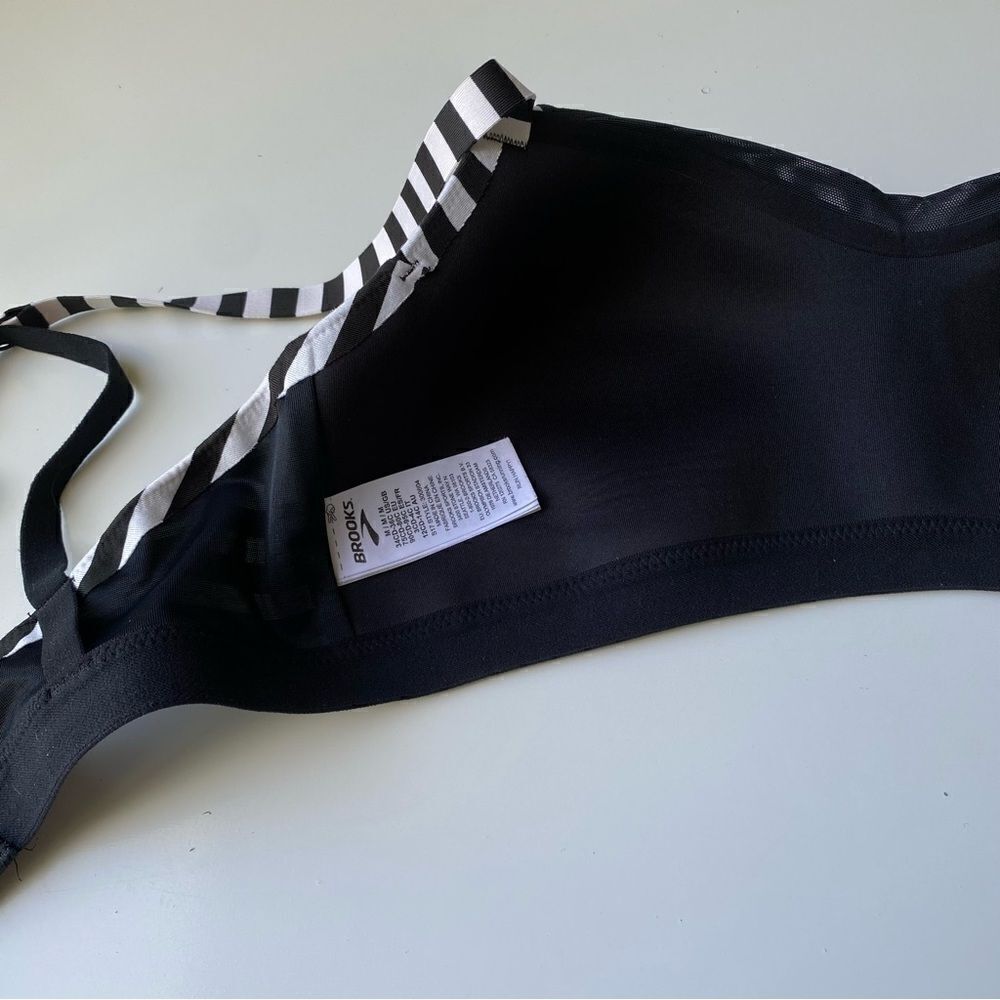 Brooks Fine Form Moving Comfort Medium Black white Sports Bra - Picture 6 of 8